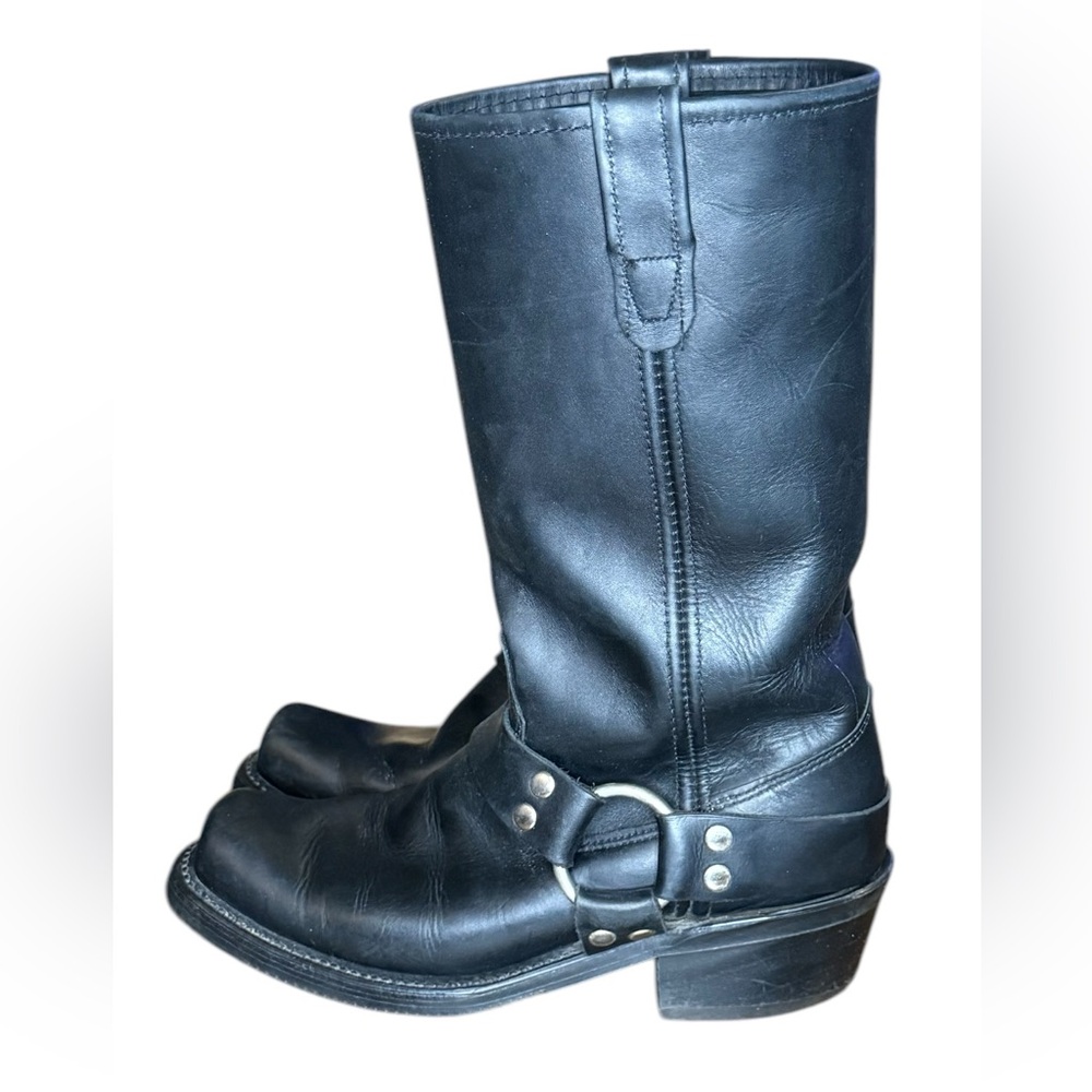 Double H Black Leather Combat & Moto Boots